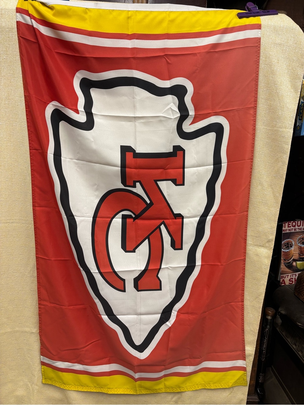 Kansas City chiefs Red Arrowhead Flag with White Center and Yellow Trim